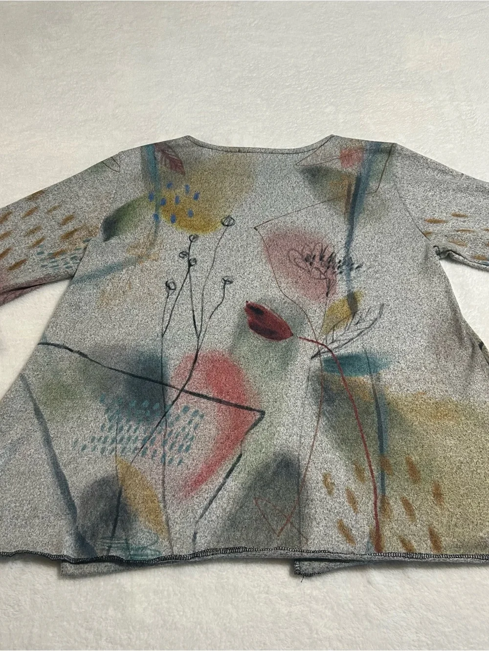 Jess & Jane Abstract Art Top Medium Made in USA Lagenlook Boho Artsy Pocket